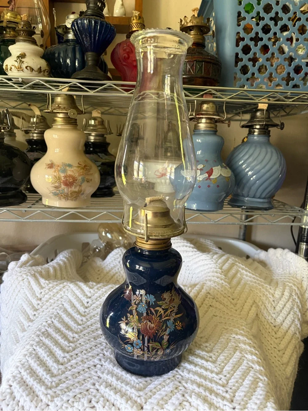 Vintage Kadaan Navy Oil Lamp - Home Accents